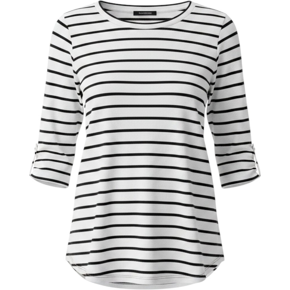 Navy Striped 3/4 Sleeve Lace Up Cuff Knit Top NEW Style & Co Womens 3X White